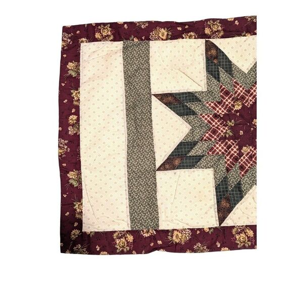 Quilted Star Pillow Bed Sham Floral Large 25 x 41-inch Cotton Polyester - Picture 3 of 7